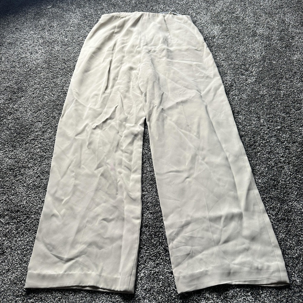 Giorgio Armani Dress Pants Womens 44 Beige Crepe Lined Relaxed Leg Italy Career - Picture 7 of 15